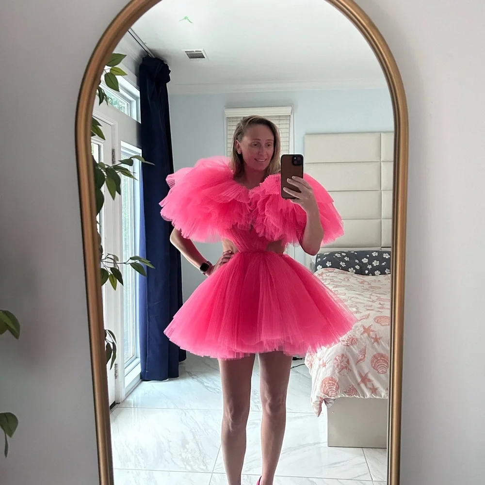 Mew Mews Hot Pink Mini Tulle Party Dress - Picture 2 of 6